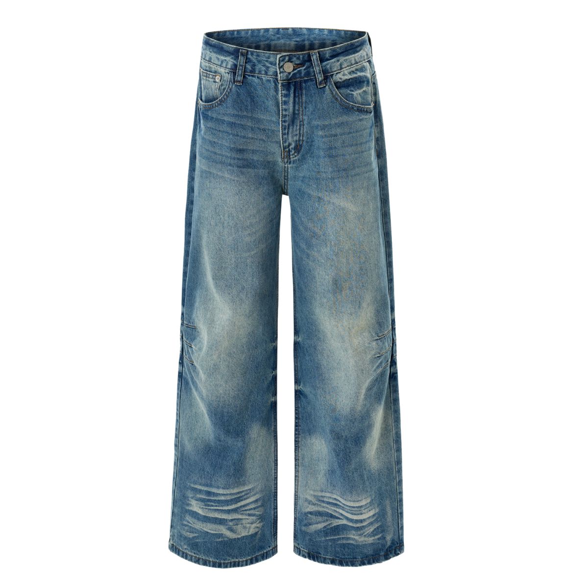 3D Washed Wide Leg Jeans