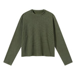 Waffle Raw‑Edge Spliced Distressed Long‑Sleeve T‑Shirt