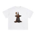 Halloween Broom With Hat Graphic Tee-INNBLAC Fashion Apparel