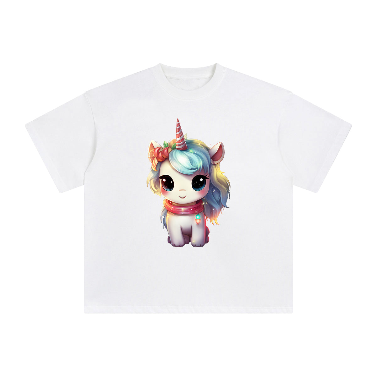 Pastel Christmas Baby Unicorn Graphic Tee-INNBLAC Fashion Apparel