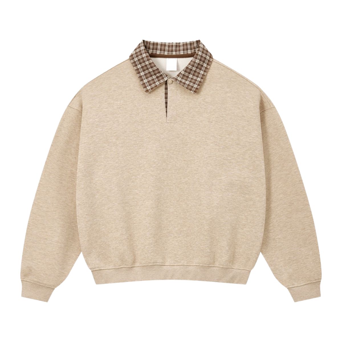 Quiet Luxury Old Money Color‑Contrast Plaid Half‑Zip Polo Sweatshirt