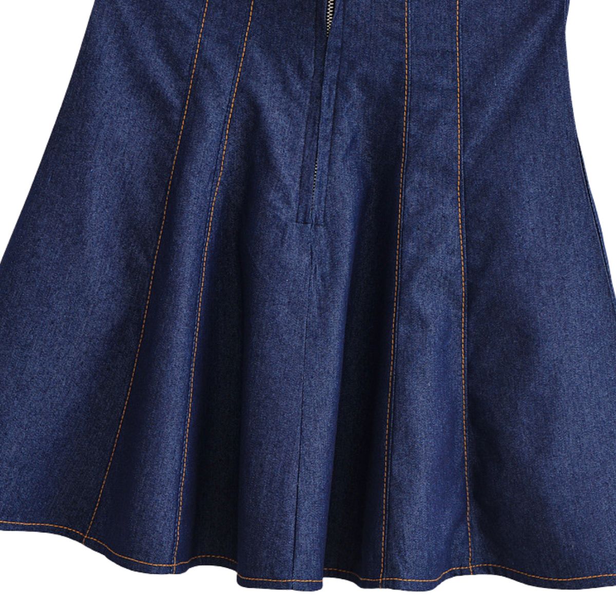 Falda vaquera con bordado de perlas y lavado vintage