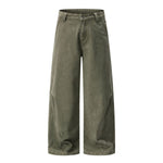 Vintage Washed Seam‑Detail Wide Leg Trousers