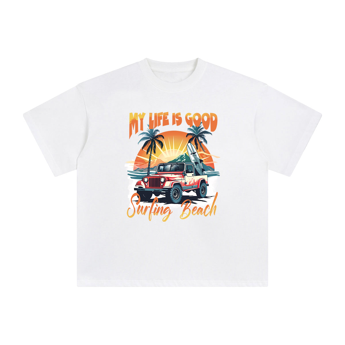 My Life Is Good Surfing Beach Graphic Tee-INNBLAC Fashion Apparel