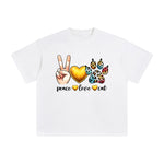 Peace & Love & Cat Graphic Tee-INNBLAC Fashion Apparel