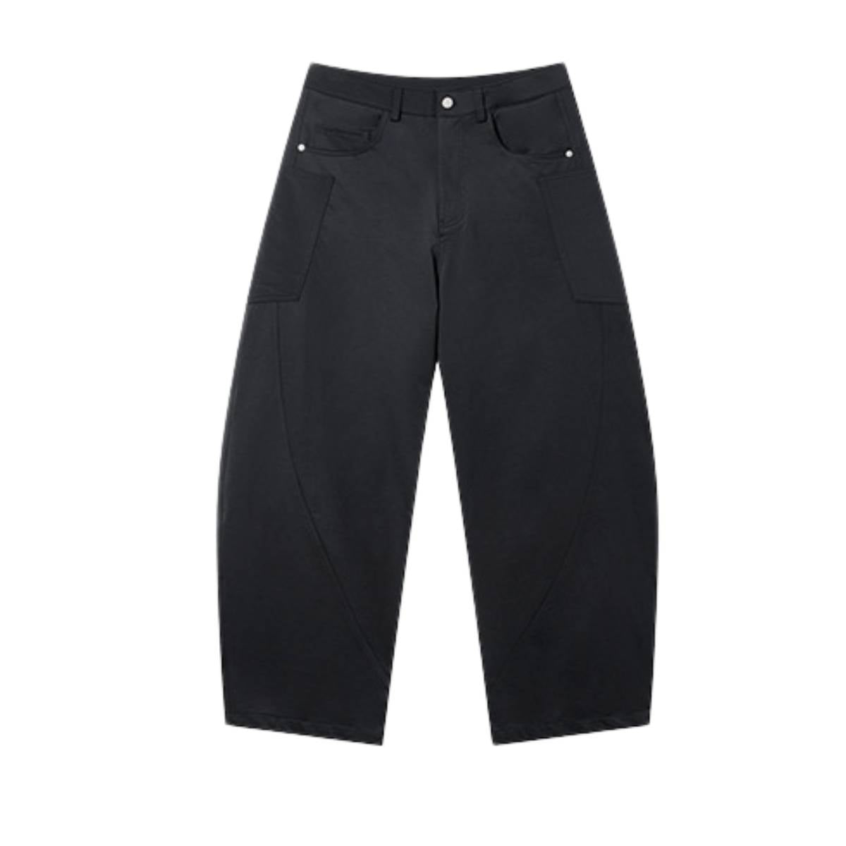 Pantalones de algodón con pierna ancha y color liso