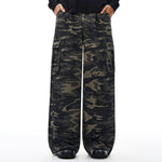 Camo Military Workwear Wide-Leg Cargo Utility Pants