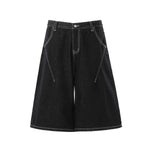 Raw Denim Deconstructed Wide Leg Denim Shorts