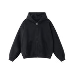 Double-Slider Zipper Solid Color Hoodie