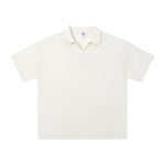 Retro Boxy Wool Blend Seagull Collar Polo Shirt