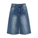 Retro Washed Denim Wide-Leg Bermuda Short