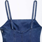 Falda vaquera con bordado de perlas y lavado vintage