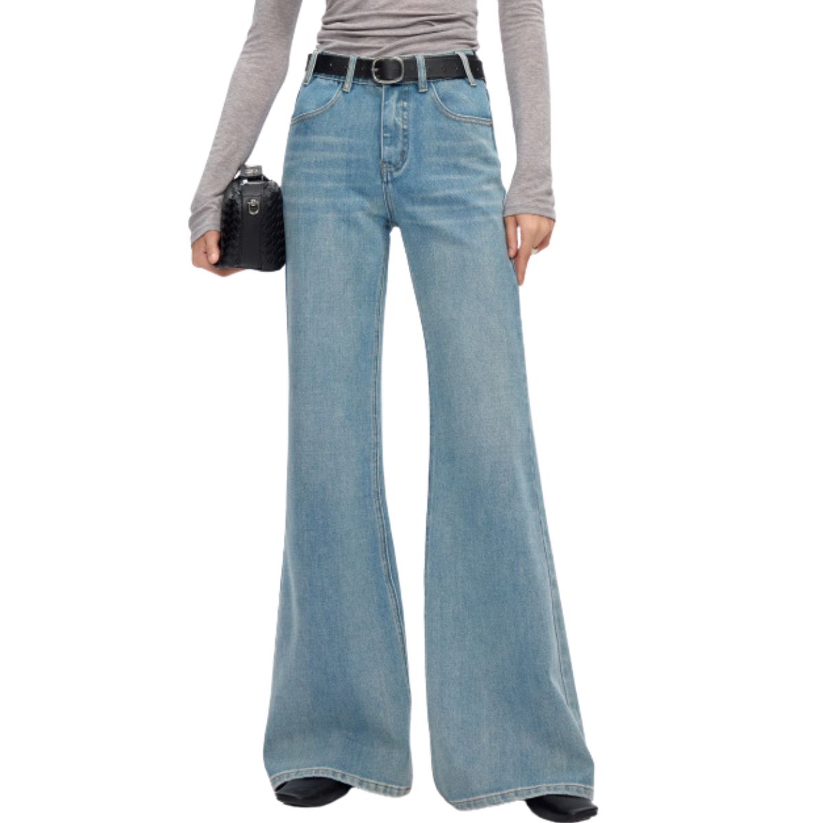 Risen Women's High-Rise Baggy Flare Jeans