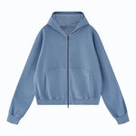 Vintage Washed Cotton Double‑Zip Hoodie