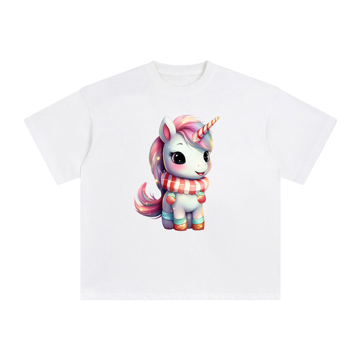 Pastel Christmas Baby Unicorn Graphic Tee-INNBLAC Fashion Apparel