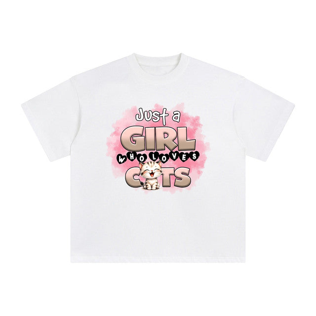 Just A Girl Who Loves Cat Graphic Tee-INNBLAC Fashion Apparel