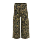Leopard Print Patchwork Relaxed Wide-Leg Lounge Pants