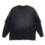 Paint Splatter Frayed Fake Two-Piece Long Sleeve