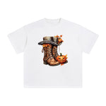 Boots And Pumpkin Graphic Tee-INNBLAC Fashion Apparel