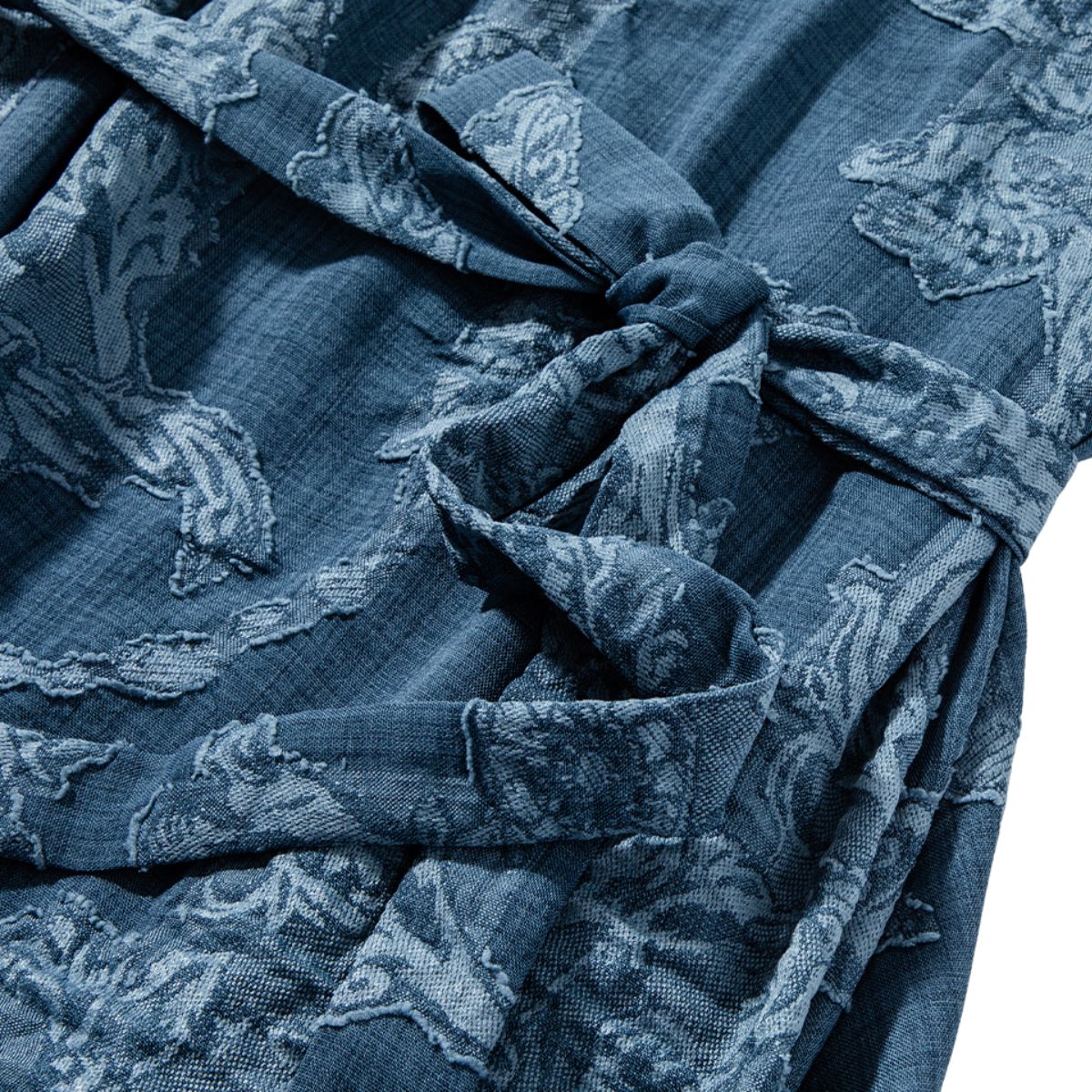 Sleeveless Patchwork Jacquard Denim Midi Dress