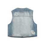 Vintage Wash Denim Ripped Vest