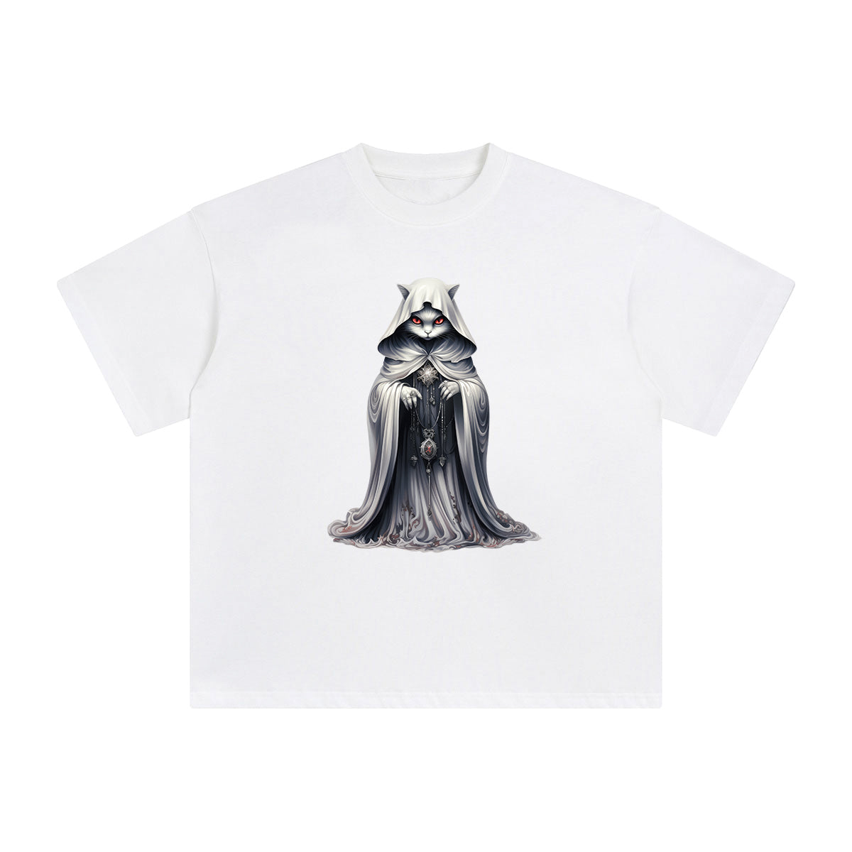 Ghost Cat Graphic Tee-INNBLAC Fashion Apparel
