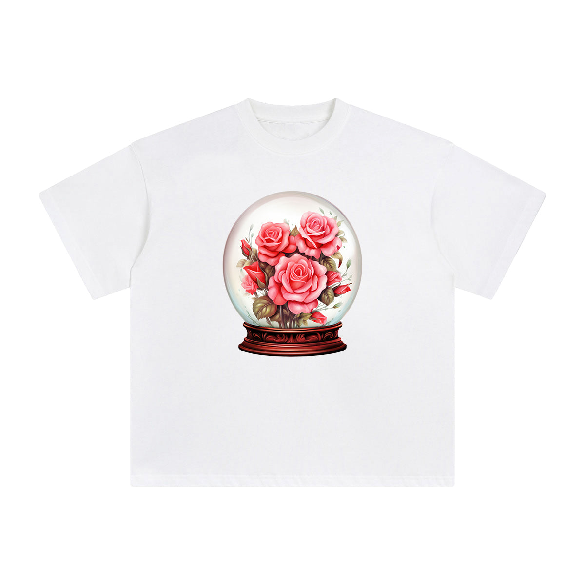 Valentine Roses Globe Graphic Tee-INNBLAC Fashion Apparel
