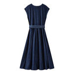 Denim Sleeveless Belted Midi Dress