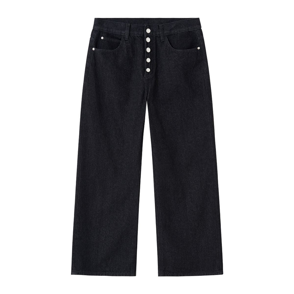 Vintage Multi‑Button Fly Wide‑Leg Straight‑Leg Jeans