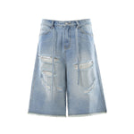 Vintage Distressed Baggy Denim Bermuda Shorts