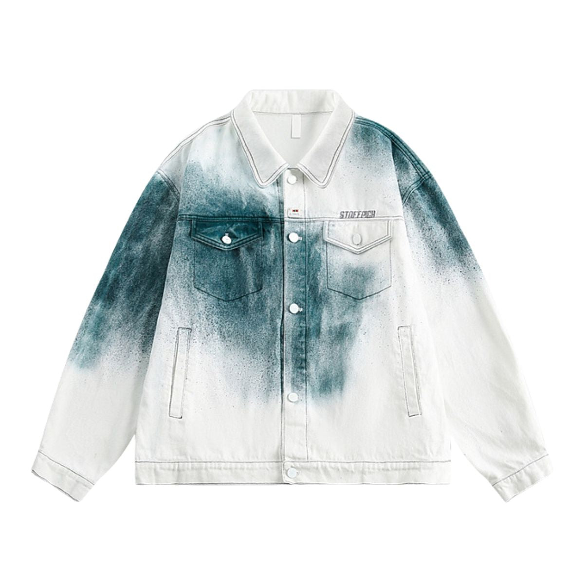 Hipster-style Tie-dye Vintage Loose Gradient-color Denim Jacket