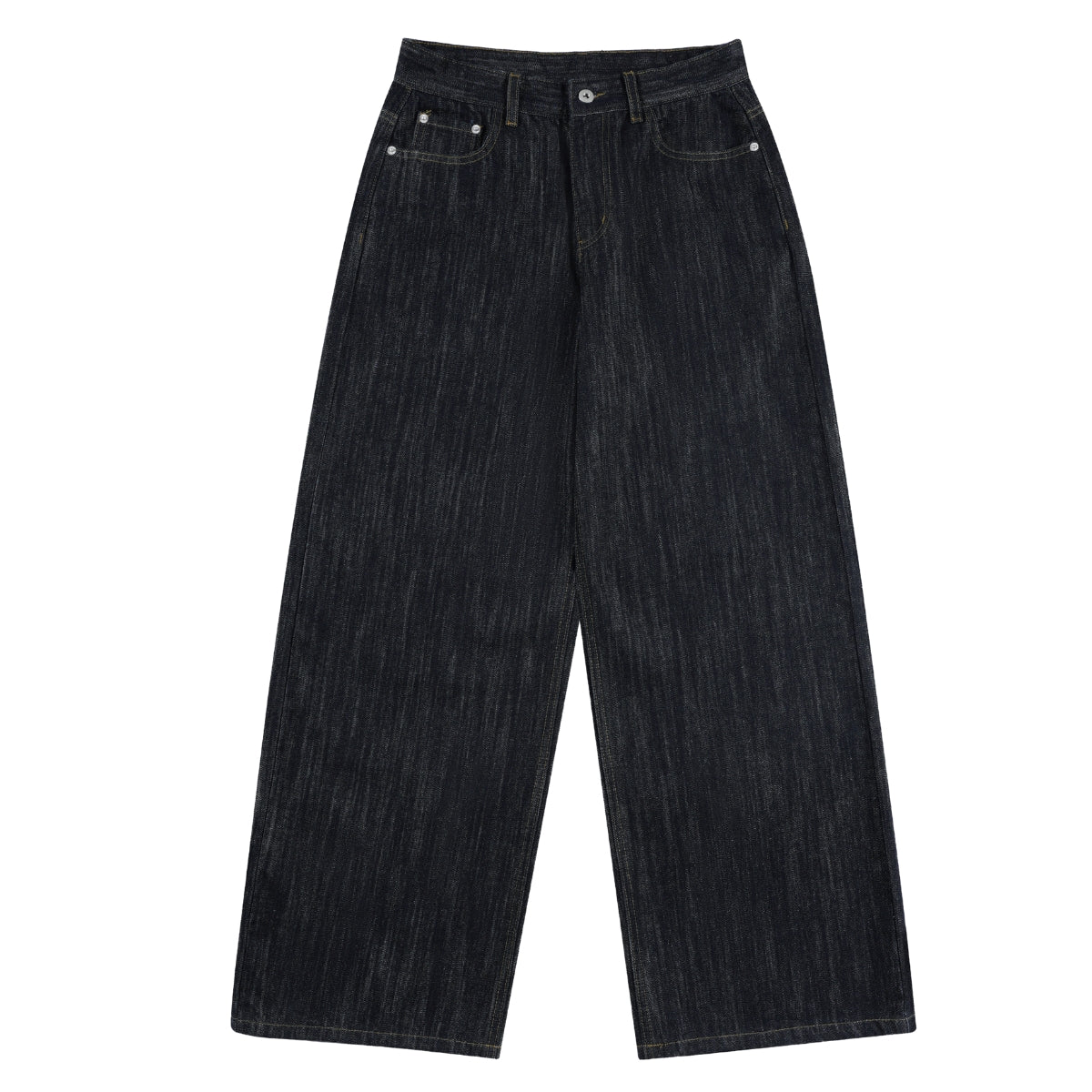 Embroidered Black Washed Baggy Jeans