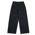 Embroidered Black Washed Baggy Jeans