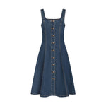 Button-Front Denim A-Line Dress