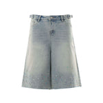 Vintage Washed Rhinestone Denim Bermuda Shorts