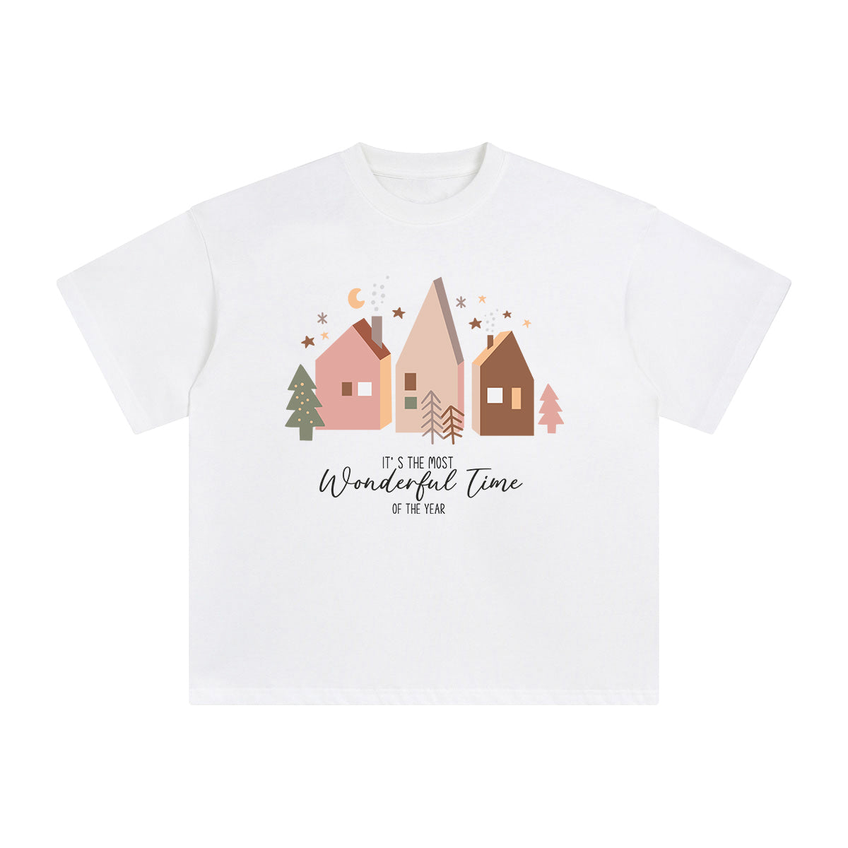 Boho Christmas Houses Graphic Tee-INNBLAC Fashion Apparel