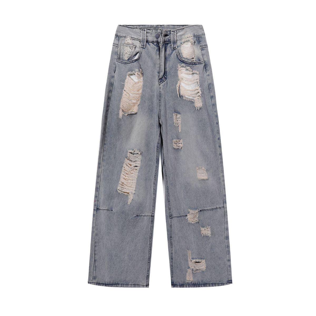 Heavily Distressed Vintage Wash Baggy Jeans