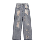 Heavily Distressed Vintage Wash Baggy Jeans
