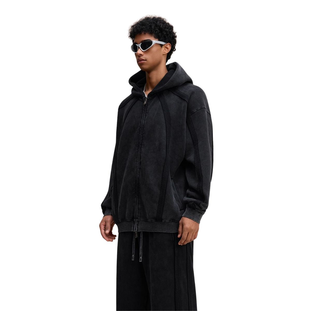 Double Slider Fleece Deconstructed Hoodie