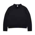 Seagull‑Collar Polo Vintage Washed Half‑Placket Sweatshirt