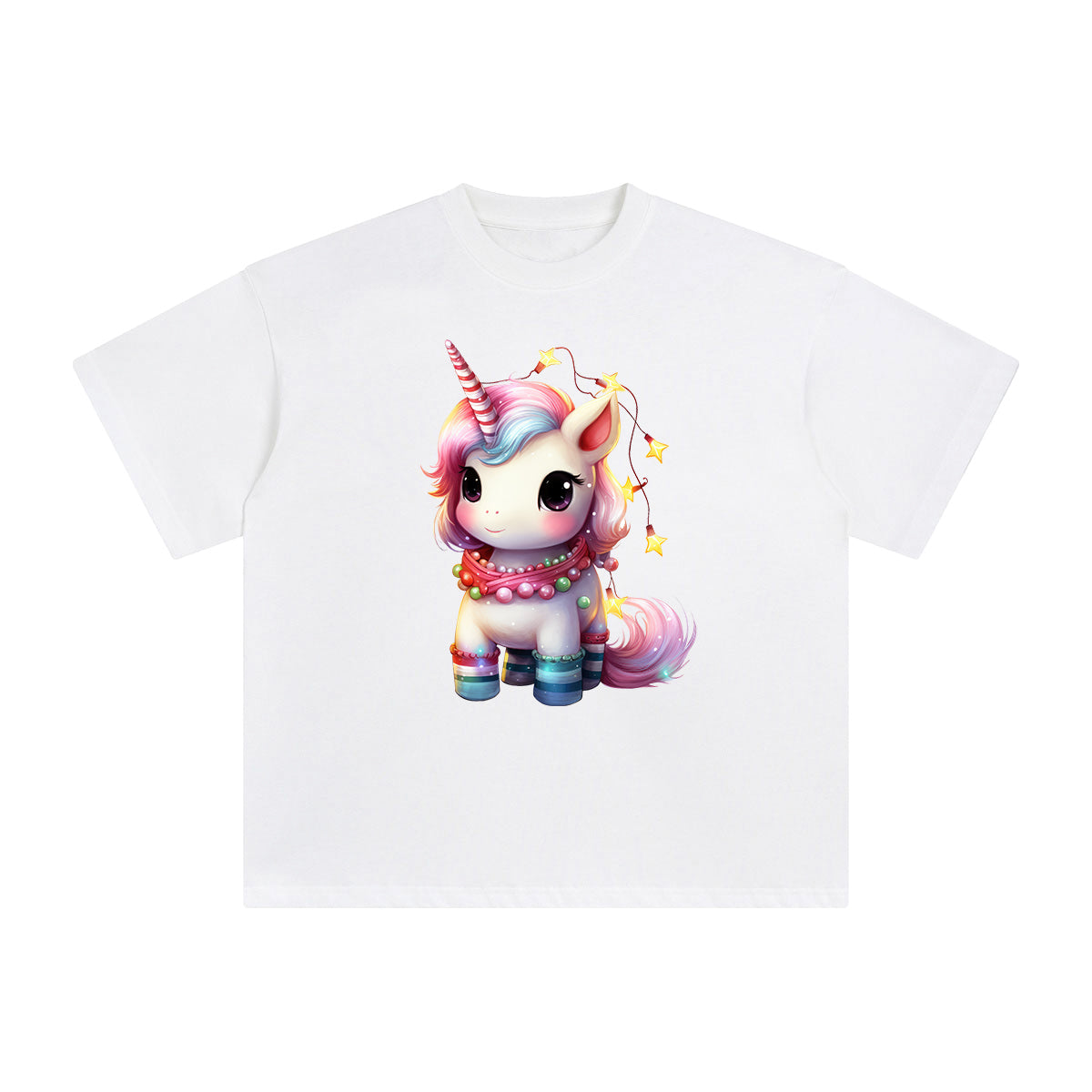 Pastel Christmas Baby Unicorn Graphic Tee-INNBLAC Fashion Apparel