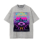 Midnight Synthwave Graphic Washed Tee-INNBLAC Fashion Apparel