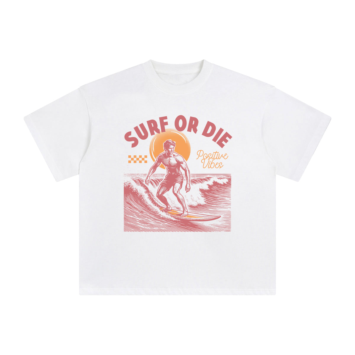 Surf Or Die Positive Vibes Graphic Tee-INNBLAC Fashion Apparel