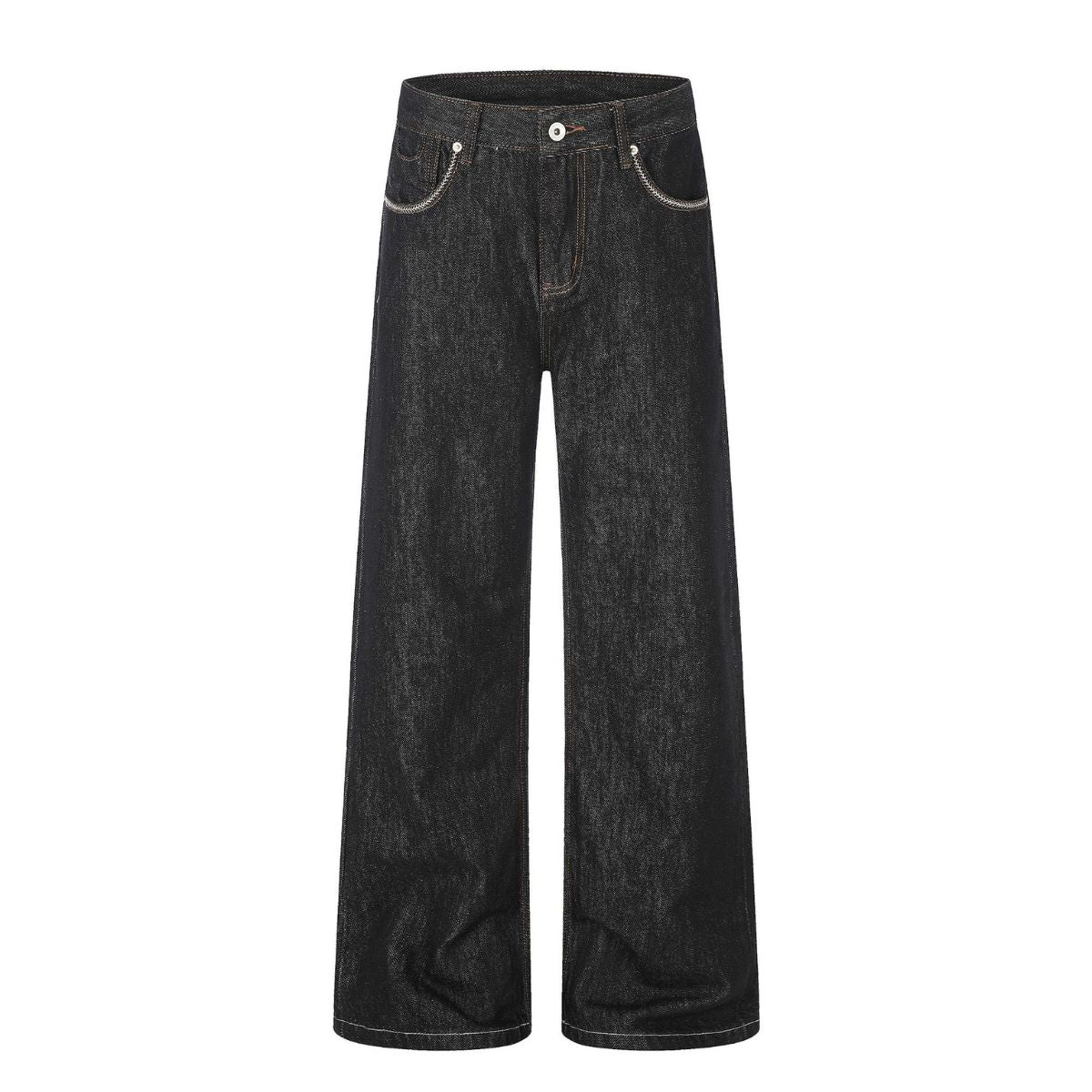Raw Black Relaxed Straight Leg Vintage Denim Jeans
