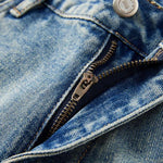 Distressed Wide-Leg Cropped Denim Jeans