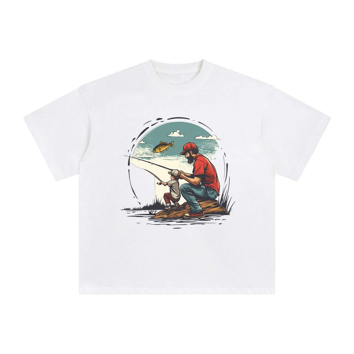 Dad & Son Fishing Graphic Tee-INNBLAC Fashion Apparel
