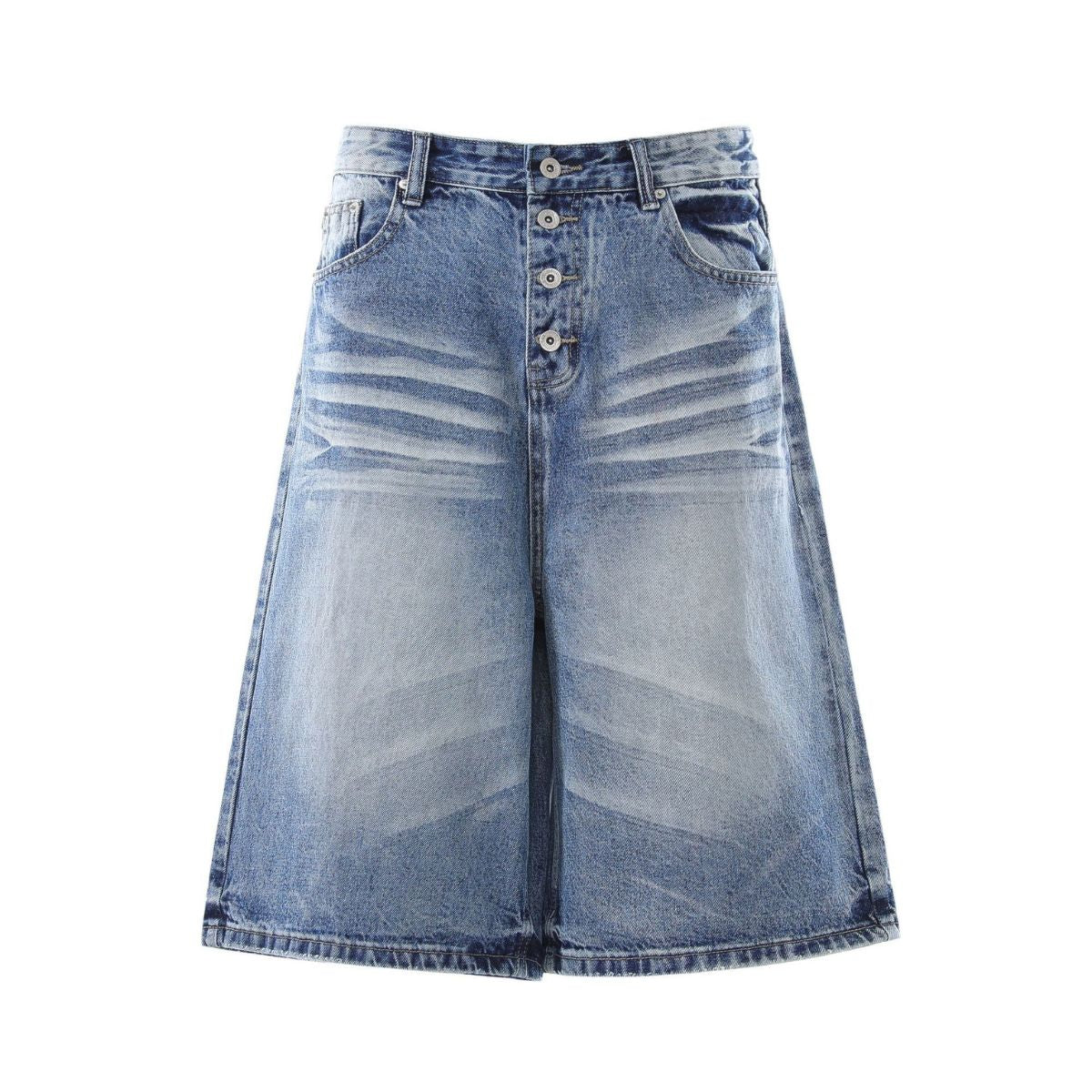 Vintage Washed Wide Leg Denim Shorts