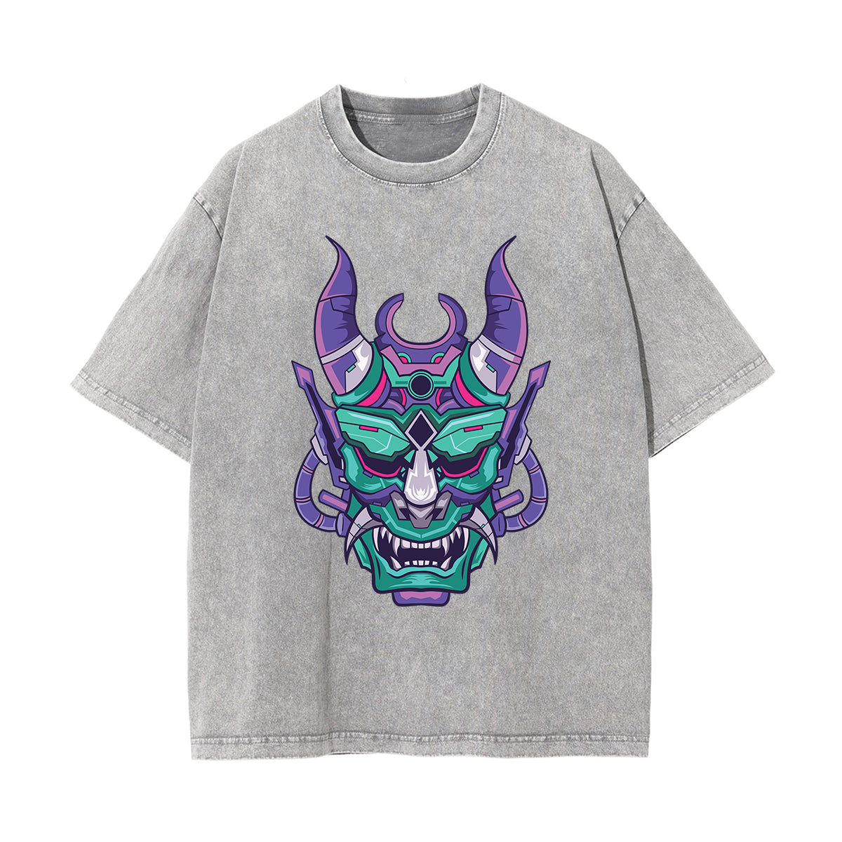 Oni Mask Mecha Graphic Tee-INNBLAC Fashion Apparel