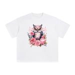 Owl & Pink Flowers Graphic Tee-INNBLAC Fashion Apparel