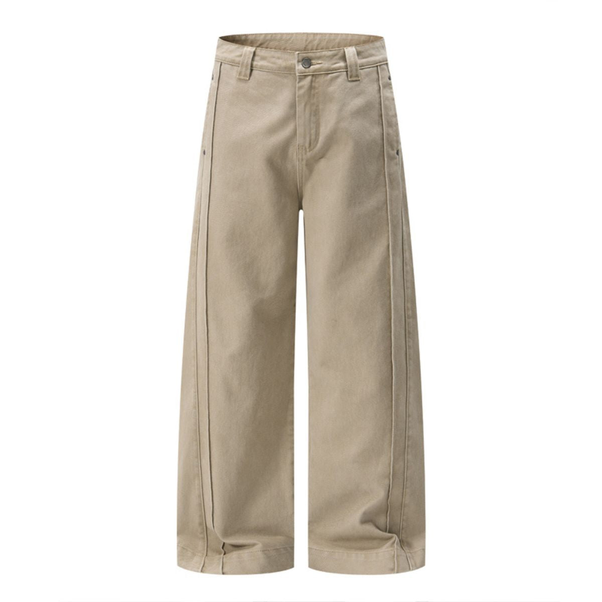 Seam‑Detail Wide‑Leg Twill Pants